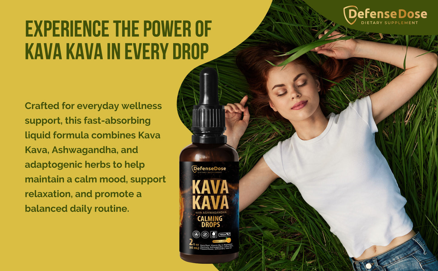 Defense Dose Kava Kava Ashwagandha Extract Liquid Drops