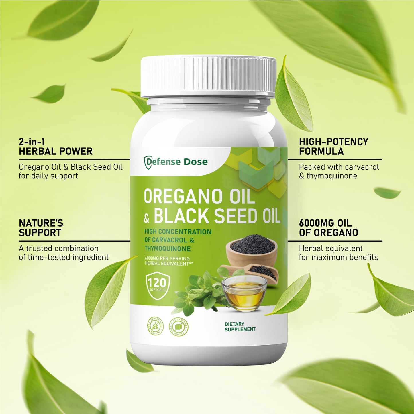 Defense Dose Oil of Oregano with Black Seed Oil
