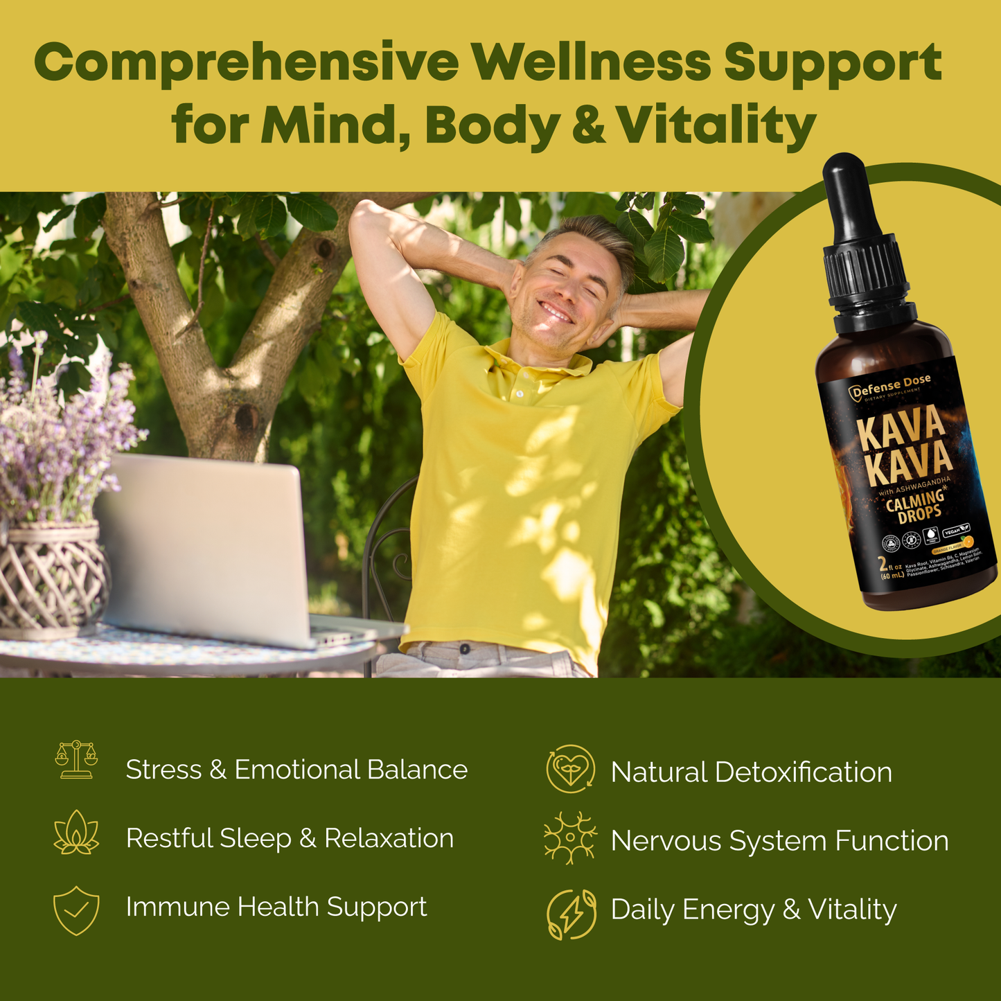 Defense Dose Kava Kava Ashwagandha Extract Liquid Drops
