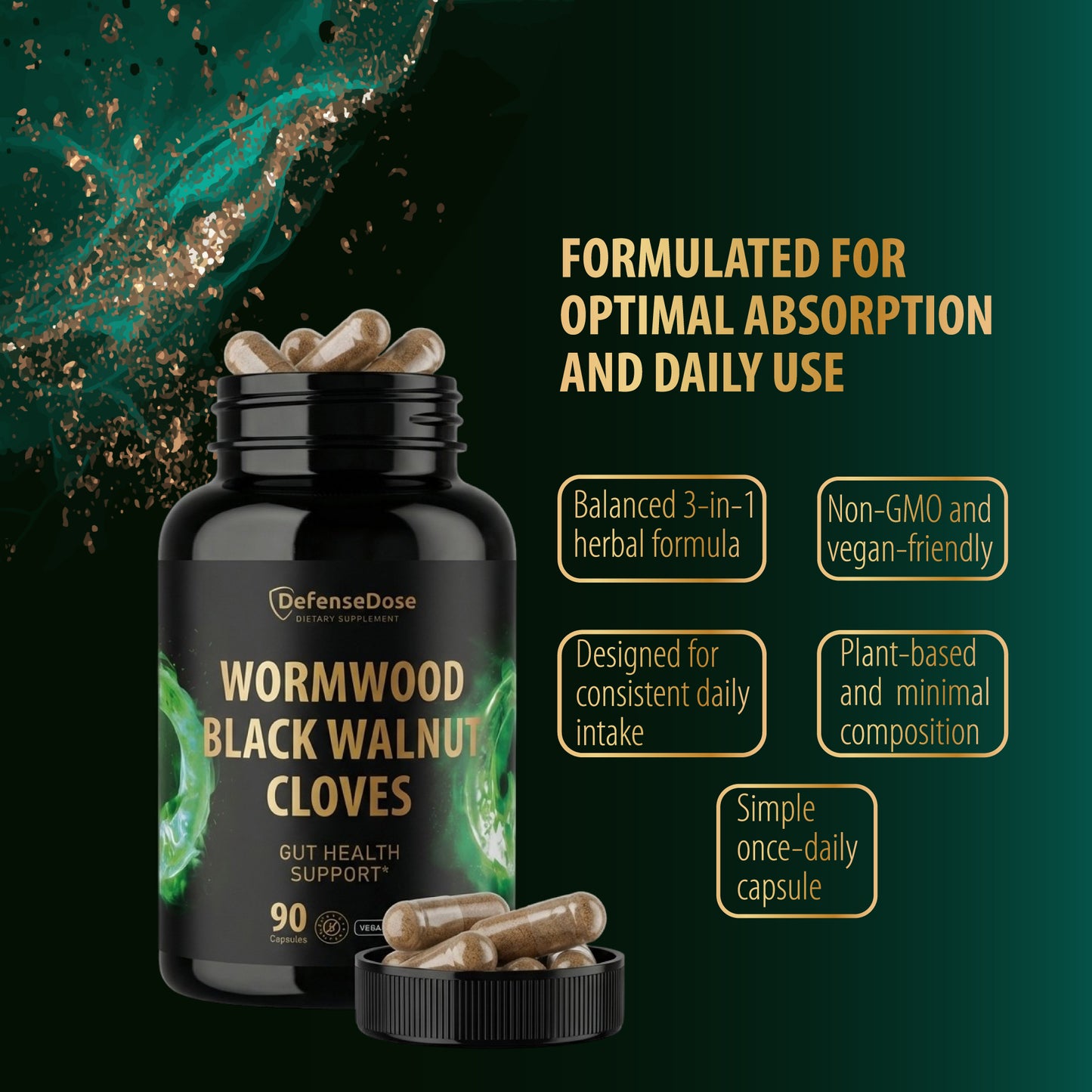 DefenseDose Wormwood Black Walnut Clove Cleanse for Humans
