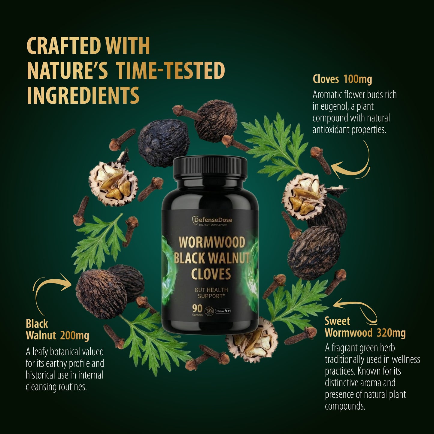 DefenseDose Wormwood Black Walnut Clove Cleanse for Humans
