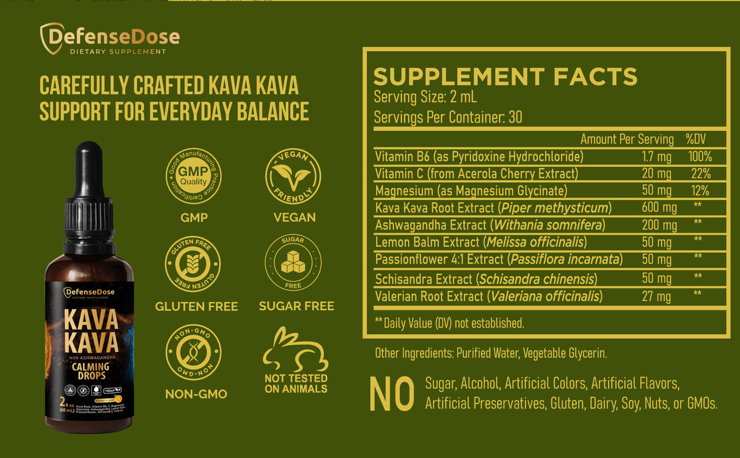 Defense Dose Kava Kava Ashwagandha Extract Liquid Drops