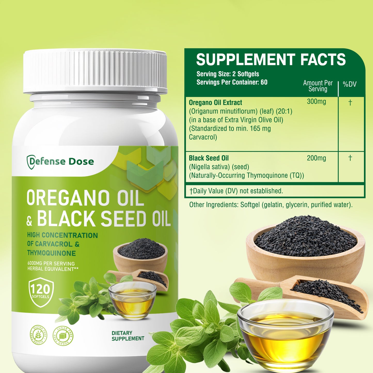 Defense Dose Oil of Oregano with Black Seed Oil