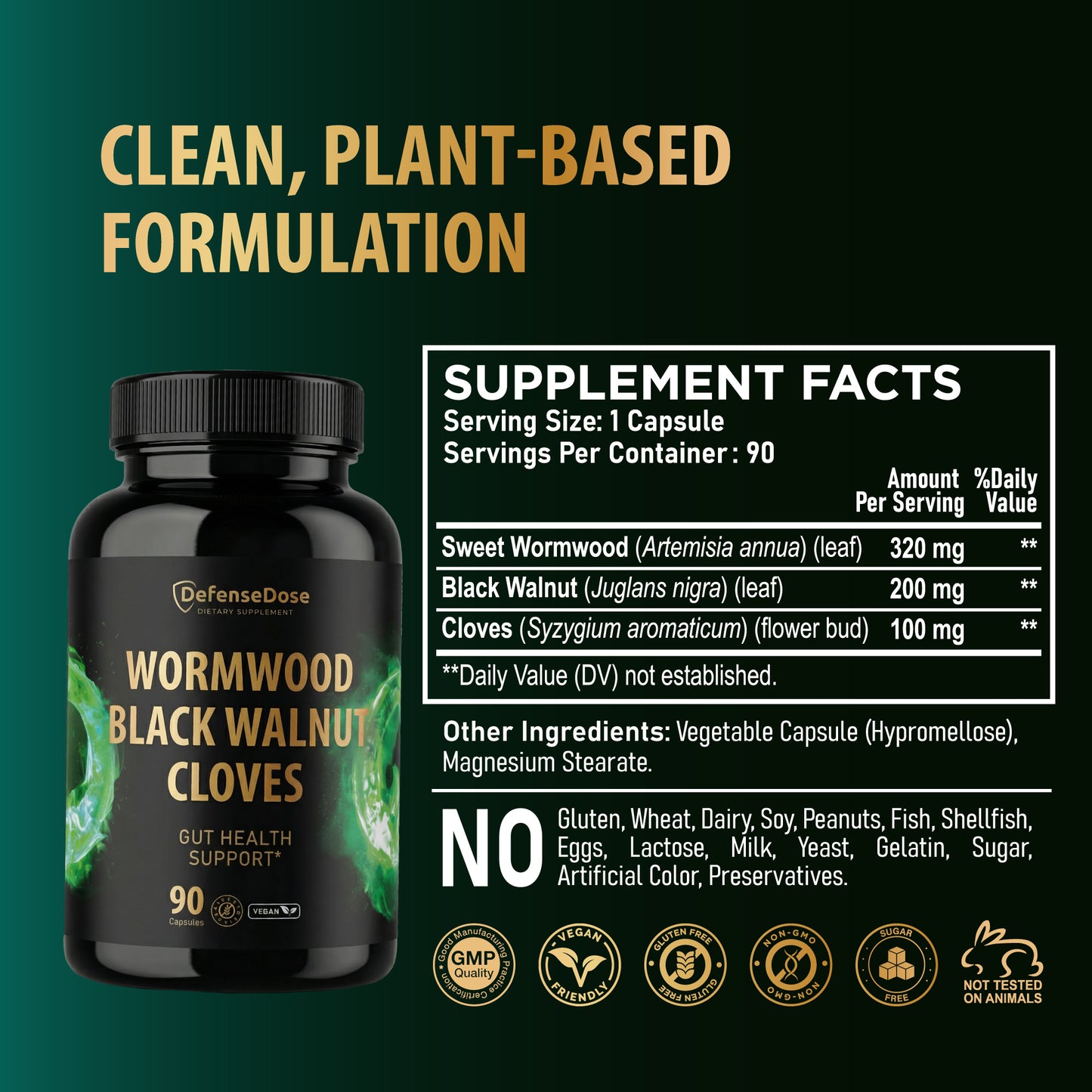 DefenseDose Wormwood Black Walnut Clove Cleanse for Humans