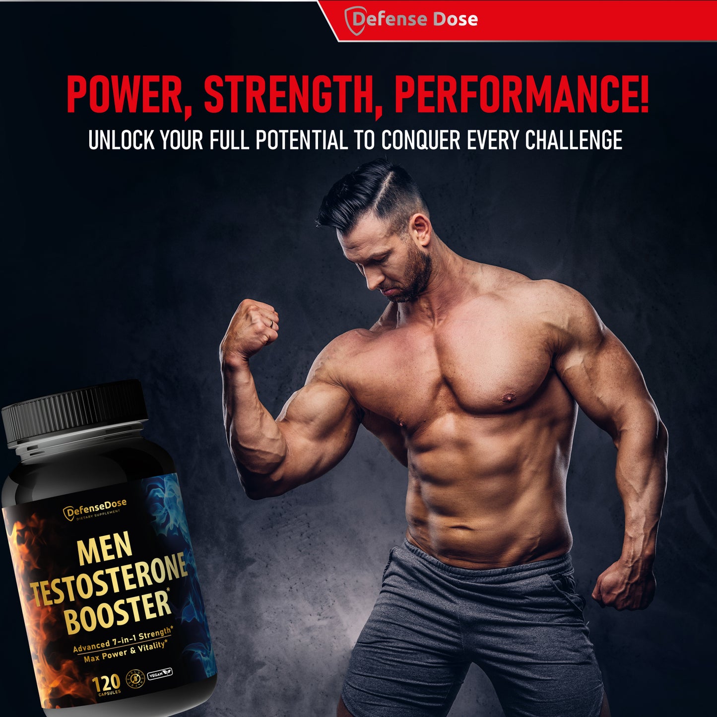 Defense Dose Testosterone Libido Booster Supplement for Men