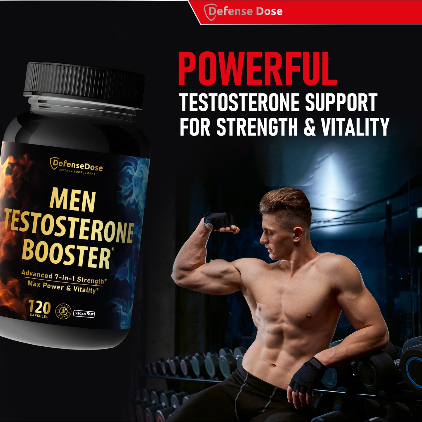 Defense Dose Testosterone Libido Booster Supplement for Men
